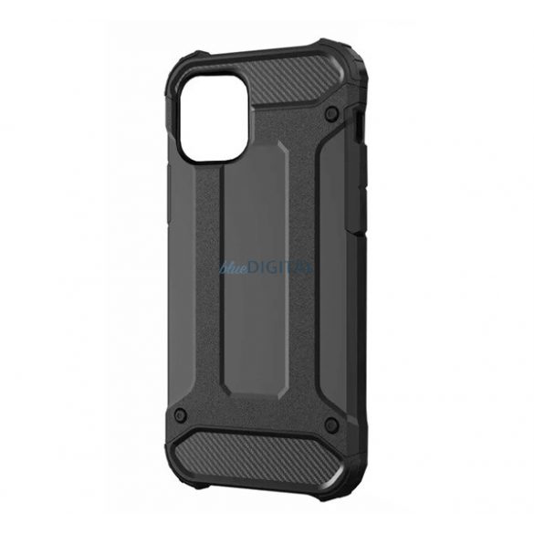 Protector de telefon din plastic Defender (rezistenta medie la impact, colt cu perna de aer, interior din silicon, efect metalic) NEGRU Apple iPhone 14 Plus