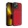 Protectie din plastic pentru telefon (cadru din silicon, rezistenta medie la impact, placa metalica incorporata, spate cu efect piele, model in dungi) RED Apple iPhone 14 Pro Max