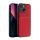 Protectie din plastic pentru telefon (cadru din silicon, rezistenta medie la impact, placa metalica incorporata, spate cu efect piele, model in dungi) RED Apple iPhone 14 Plus