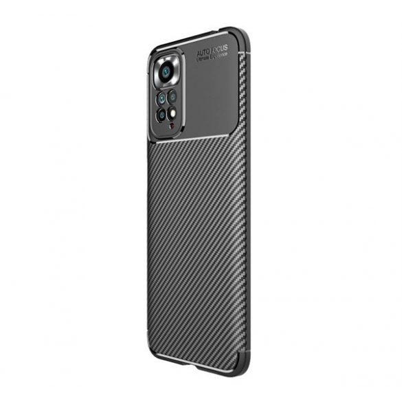 Husă silicon pentru telefon (rezistent la impact mediu, bubble heel, model de carbon) negru Xiaomi Redmi Note 11 4G (Redmi Note 11S)