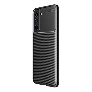 protecțiede telefon din silicon (rezistent la impact mediu, călcâi cu bule, model de carbon) negru Samsung Galaxy S21 FE (SM-G990)