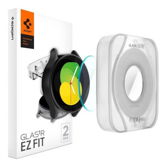 SPIGEN EZ FIT sticlă de protecție pentru ecran 2 buc (2.5D, compatibil cu carcasă, ultra-subțire, 0.2mm, 9H + cadru auxiliar) TRANSPARENT Samsung Galaxy Watch 4 eSIM 44mm (SM-R875), Samsung Galaxy Watch 4 44mm (SM-R870) , Samsun