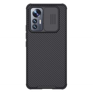 Protector de telefon din plastic NILLKIN CAMSHIELD PRO (cadru din silicon, rezistenta medie la impact, protectie camera, model in dungi) NEGRU Xiaomi 12 Lite