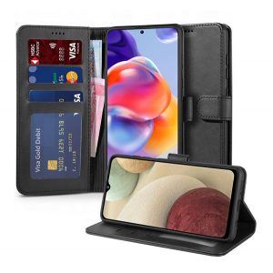 Husă stativă cu efect de piele (FLIP, deschidere laterală, desktop, premium) negru Xiaomi Redmi Note 11 Pro Plus 5G