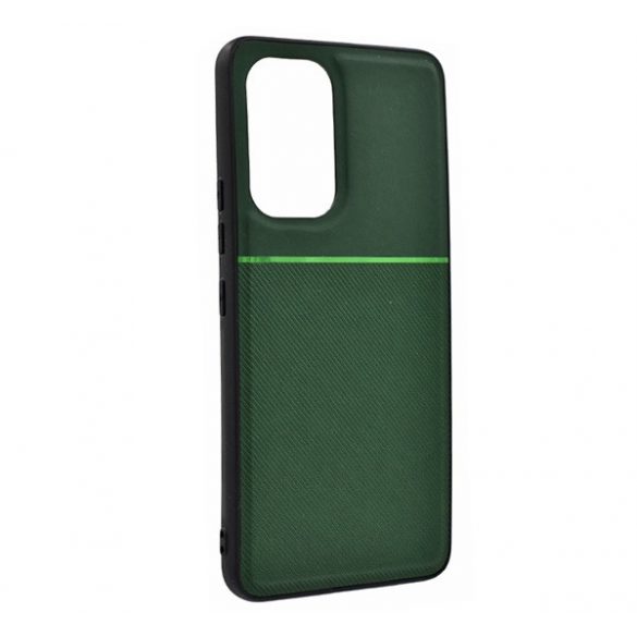 Protecție din plastic pentru telefon (cadru din silicon, rezistență medie la impact, placă metalică încorporată, spate cu efect de piele, model în dungi) VERDE ÎNCHIS Samsung Galaxy A53 (SM-A536) 5G