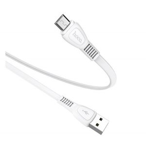 Cablu de date HOCO X40 (USB - microUSB, 100cm, anti-rupere, cablu plat) ALB