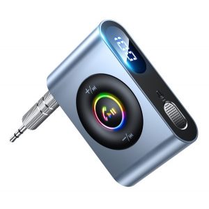 Transmițător FM bluetooth JOYROOM Mufă jack de 3,5 mm (v5.3, 300 mAh, AUX + cablu tip C + cablu jack de 3,5 mm) GRI