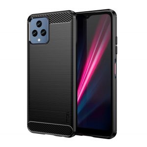 Protector de telefon din silicon MOFI (rezistență medie la impact, colț cu pernă de aer, periat, model carbon) BLACK T Phone 5G (2022), T Phone 5G (2023)