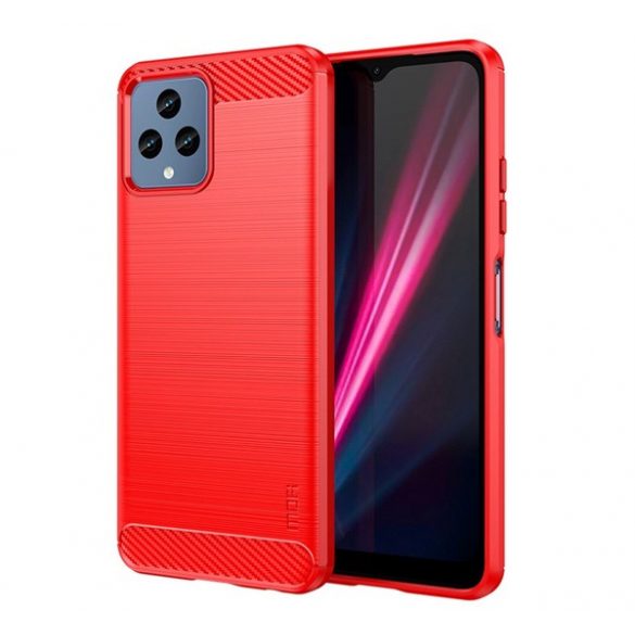 Protector de telefon din silicon MOFI (rezistență medie la impact, colț cu pernă de aer, periat, model carbon) RED T Phone 5G (2022), T Phone 5G (2023)