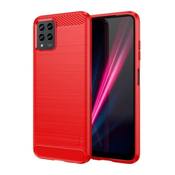 Protector de telefon din silicon MOFI (rezistență medie la impact, colț cu pernă de aer, periat, model carbon) RED T Phone Pro 5G (2022), T Phone Pro 5G (2023)