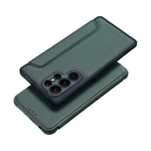 Carcasă permanentă, efect piele (FLIP, deschidere laterală, rezistență la impact, călcâi cu bule, protecție cameră, model carbon) Carcasă FOLDING Apple iPhone 11