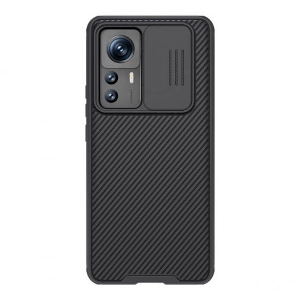 Protector de telefon din plastic NILLKIN CAMSHIELD PRO (cadru din silicon, rezistenta medie la impact, protectie camera, model in dungi) NEGRU Xiaomi 12T Pro, Xiaomi 12T