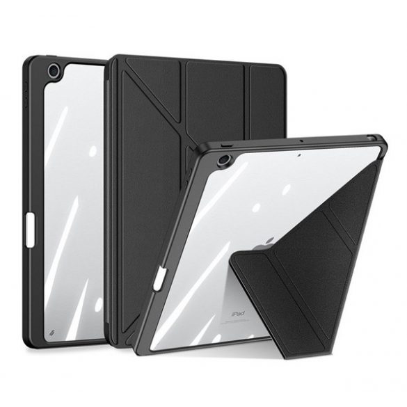 Husă DUX DUCIS MAGI ORIGAMI în picioare, efect piele (FLIP activ, deschidere laterală, TRIFOLD, suport birou, suport creion) NEGRU Apple IPAD 10.2 (2019), Apple IPAD 10.2 (2020), Apple IPAD 10.2 (2021)