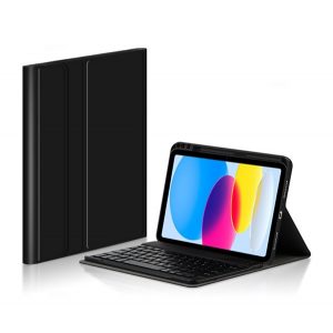 Carcasă în picioare, efect piele (FLIP, tastatură bluetooth, suport desktop, QWERTY, limba engleză, suport pentru creion) BLACK Apple IPAD 10.9 (2022)