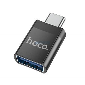 Adaptor HOCO UA17 (mufă USB - Type-C, OTG, transfer de date și încărcare) NEGRU