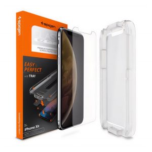 SPIGEN EZ FIT folie sticlă protecție ecran(2.5D, husă-friendly, ultra-subțire, 0.2mm, 9H + cadru) pentru Apple iPhone XR 6.1, Apple iPhone 11