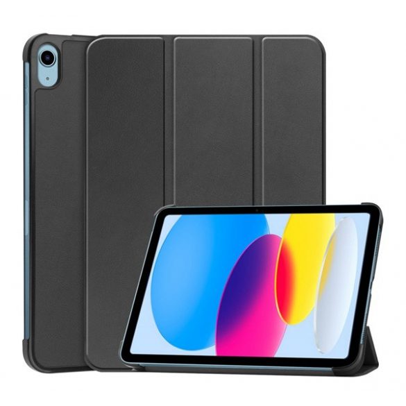 Carcasa in picioare, efect piele (FLIP activ, deschidere laterala, TRIFOLD, suport pentru masa) BLACK Apple IPAD 10.9 (2022)