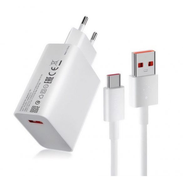 Încărcător XIAOMI priză USB (33W, încărcător rapid PD + cablu tip C) ALB