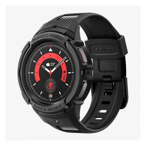 Curea de rezervă SPIGEN RUGGED ARMOR PRO (dimensiune personalizată, silicon, rezistență la șoc + cadru din silicon) NEGRU Samsung Galaxy Watch 5 Pro 45 mm (SM-R920), Samsung Galaxy Watch 5 Pro eSIM 45 mm (SM-R925)