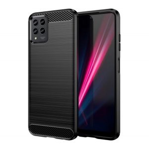 protecțiede telefon din silicon (rezistent la impact mediu, călcâi cu pernă de aer, model de carbon periat) negru T Phone Pro 5G (2022), T Phone Pro 5G (2023)