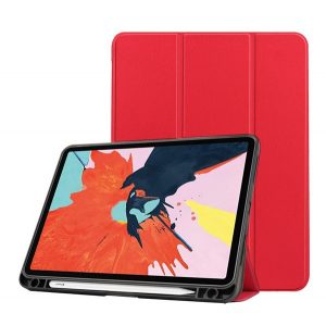 Husă în picioare, efect piele (FLIP activ, deschidere laterală, TRIFOLD, suport de birou, suport pentru creion) RED Apple IPAD 10.2 (2021), Apple IPAD 10.2 (2020), Apple IPAD 10.2 (2019)