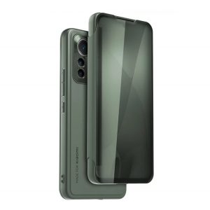 MADE FOR XIAOMI husă în picioare, efect piele (FLIP, deschidere laterală, afișare număr de telefon, vizualizare carte) VERDE ÎNCHIS Xiaomi 12 Lite