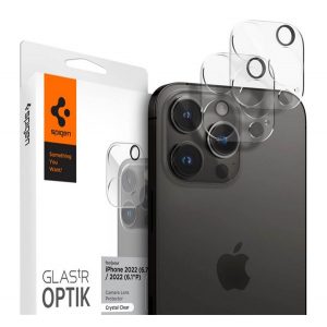 SPIGEN OPTIK sticlă de protecție pentru cameră 2buc (margine rotunjită, rezistentă la zgârieturi, 9H) TRANSPARENT Apple iPhone 14 Pro, Apple iPhone 14 Pro Max