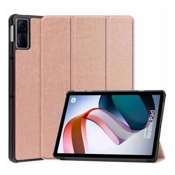 Carcasa in picioare, efect piele (FLIP activ, deschidere laterala, TRIFOLD, suport de masa) ROSE GOLD Xiaomi Redmi Pad