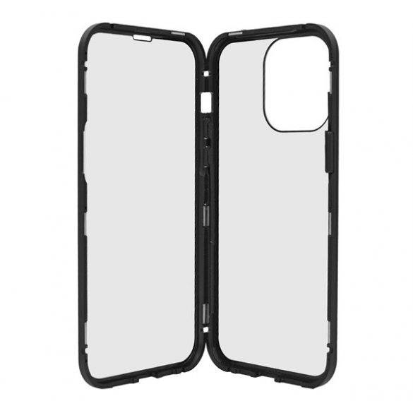 Protecție telefonică din aluminiu (protecție 360°, magnetică, rezistentă la impact mediu, Folie securizată față, spate, 9H) negru Apple iPhone 14