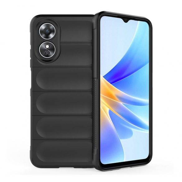 Protector de telefon din silicon (rezistenta la impact mediu, protectie camera, model 3D) NEGRU Oppo A17