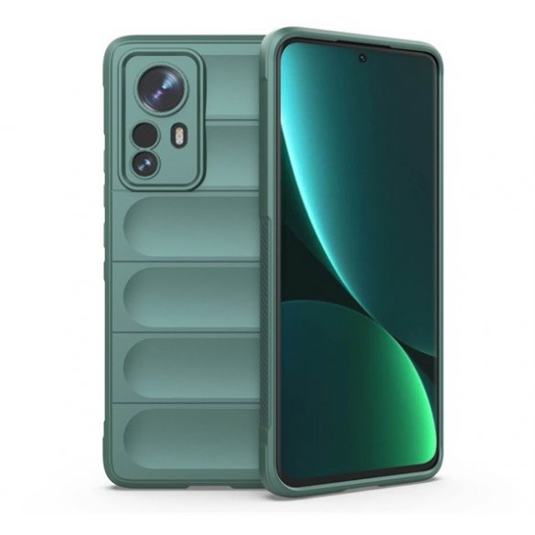 Protectie din silicon pentru telefon (rezistenta medie la impact, protectie camera, model 3D) VERDE INCHIS Xiaomi 12 Pro