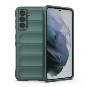 Protector de telefon din silicon (rezistență medie la impact, protecție pentru cameră, model 3D) VERDE ÎNCHIS Samsung Galaxy S21 (SM-G991) 5G