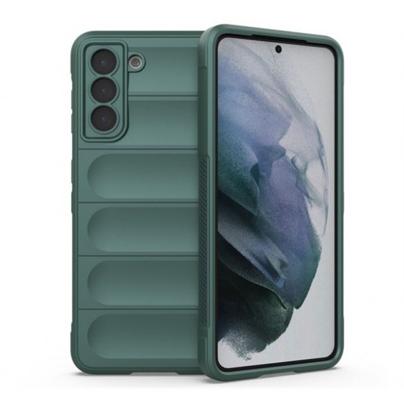 Protector de telefon din silicon (rezistență medie la impact, protecție pentru cameră, model 3D) VERDE ÎNCHIS Samsung Galaxy S21 (SM-G991) 5G