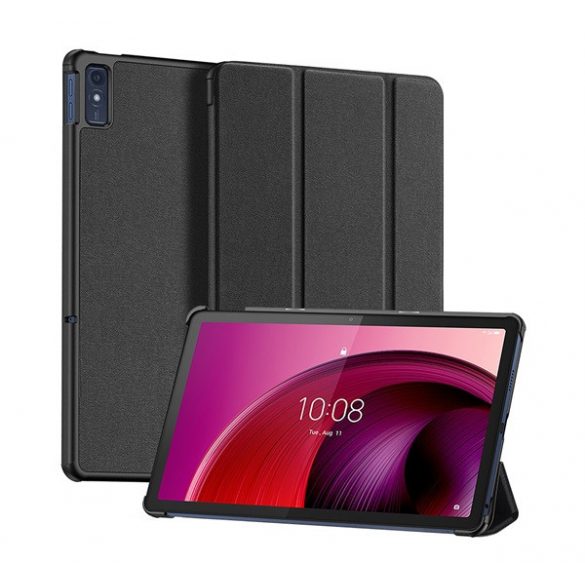 Husă DUX DUCIS DOMO în picioare, efect piele (FLIP activ, deschidere laterală, TRIFOLD, suport pentru masă, model textil) NEGRU Lenovo Tab M10 5G (TB-X607)