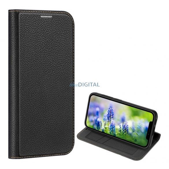 Husa DUX DUCIS SKIN X2 in picioare, efect piele (FLIP, rezistenta medie la impact, deschidere laterala, suport desktop, premium) NEGRU Samsung Galaxy S23 Plus (SM-S916)