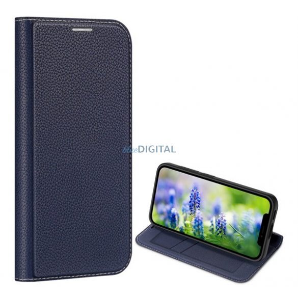 Husa DUX DUCIS SKIN X2 in picioare, efect piele (FLIP, rezistenta medie la impact, deschidere laterala, suport desktop, premium) ALBASTRU INCHIS Samsung Galaxy S23 Plus (SM-S916)