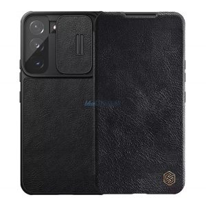 Husă NILLKIN QIN PRO în picioare, efect piele fină (FLIP, deschidere laterală, suport card bancar, protecție pentru cameră) NEGRU Samsung Galaxy S22 Plus 5G (SM-S906)