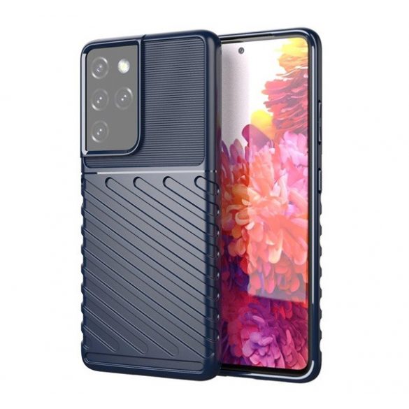 Protector de telefon din silicon (rezistență medie la impact, în dungi, model convex) ALBASTRU ÎNCHIS Samsung Galaxy S23 Ultra (SM-S918)