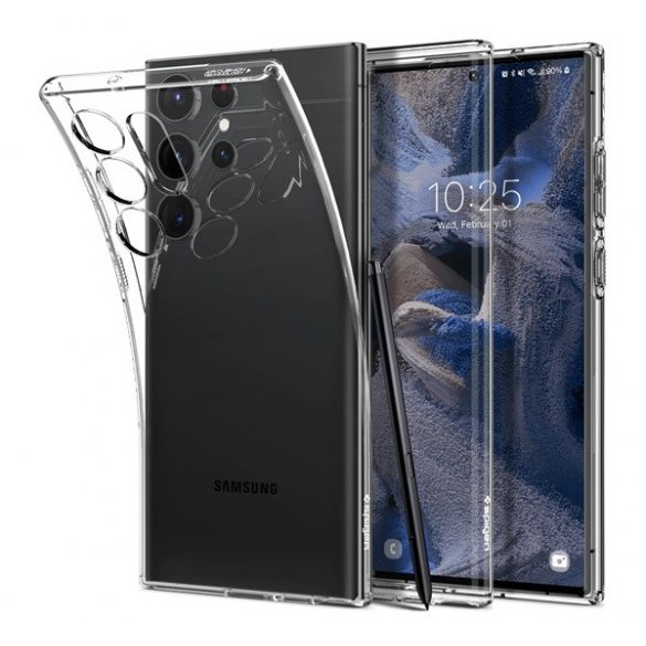 Protector de telefon din silicon SPIGEN LIQUID CRYSTAL (rezistență medie la impact, colț cu pernă de aer) TRANSPARENT Samsung Galaxy S23 Ultra (SM-S918)