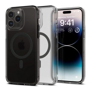 Protectie de telefon din plastic SPIGEN ULTRA HYBRID MAG (rezistenta la impact mediu, cadru cu perna de aer, compatibil Magsafe) NEGRU Apple iPhone 14 Pro