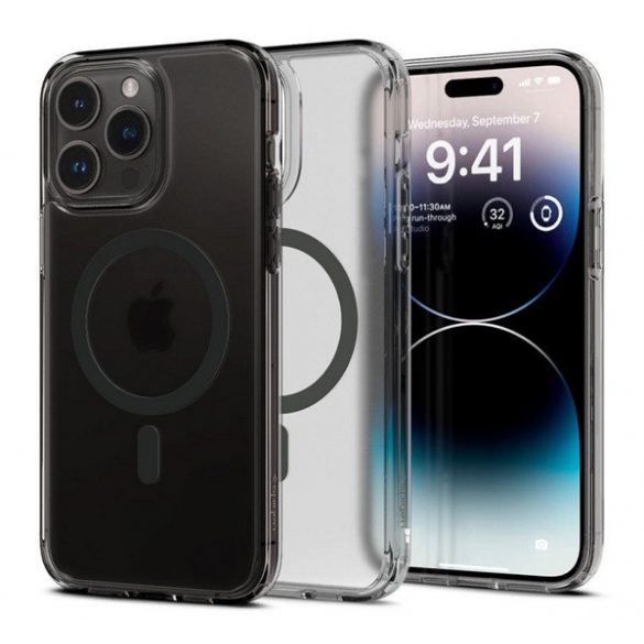 Protectie de telefon din plastic SPIGEN ULTRA HYBRID MAG (rezistenta la impact mediu, cadru cu perna de aer, compatibil Magsafe) NEGRU Apple iPhone 14 Pro