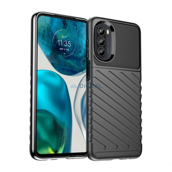 Protectie din silicon pentru telefon (rezistenta medie la impact, cu dungi, model convex) NEGRU Motorola Moto G52, Motorola Moto G82 (XT2225)