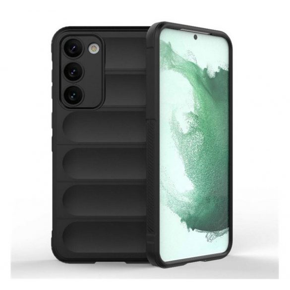 Protecție siliconică pentru telefon (rezistență medie la impact, protecție cameră, model 3D) negru Samsung Galaxy S23 (SM-S911)