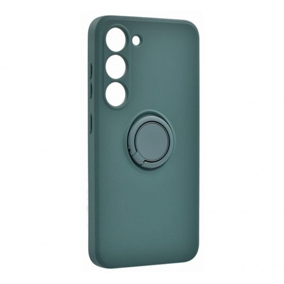 Protector din silicon pentru telefon (inel pentru suport pentru telefon, interior din microfibră de pluș, placă metalică încorporată, protecție pentru cameră) VERDE ÎNCHIS Samsung Galaxy S23 Plus (SM-S916)