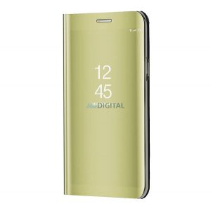 Husă în picioare (FLIP activ, deschidere laterală, funcție de suport pentru desktop, suprafață oglindă, husă Mirror View) GOLD Samsung Galaxy S23 (SM-S911)