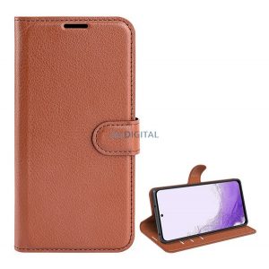 Husă în picioare, efect piele (FLIP, deschidere laterală, funcție de suport pentru birou, premium) BURGUNDY Samsung Galaxy S23 (SM-S911)