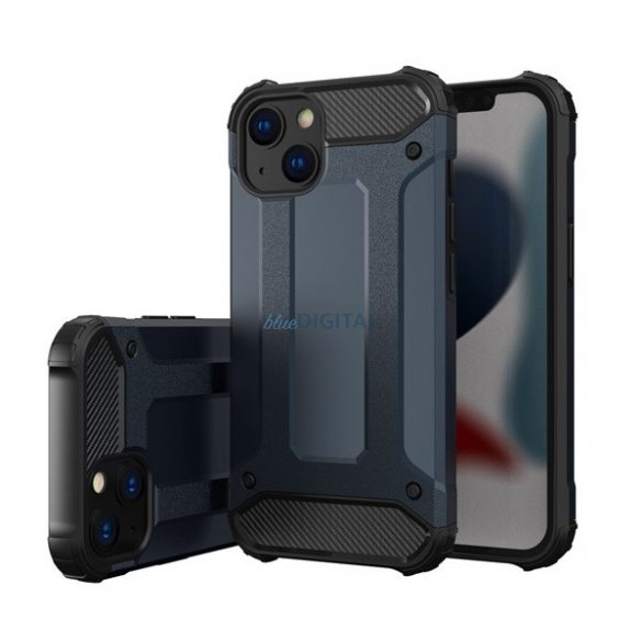 Protector de telefon din plastic Defender (rezistenta medie la impact, colt cu perna de aer, interior din silicon, efect metalic) ALBASTRU INCHIS Apple iPhone 14 Plus