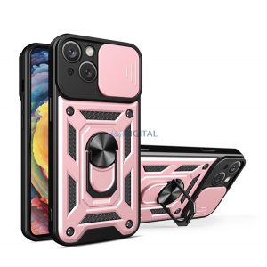 Protector de telefon din plastic Defender (rezistenta la impact mediu, interior din silicon, inel suport telefon, protectie camera) ROSE GOLD Apple iPhone 14