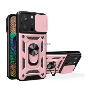 Protector de telefon din plastic Defender (rezistenta la impact mediu, interior din silicon, inel suport telefon, protectie camera) ROSE GOLD Apple iPhone 14 Pro