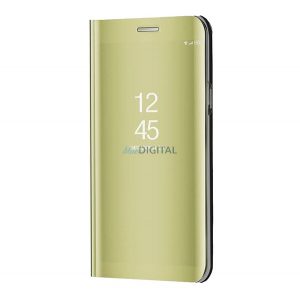 Husă în picioare (FLIP activ, deschidere laterală, funcție de suport pentru desktop, suprafață oglindă, husă Mirror View) GOLD Samsung Galaxy S23 Ultra (SM-S918)